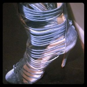 Blue Jean print stiletto shoes